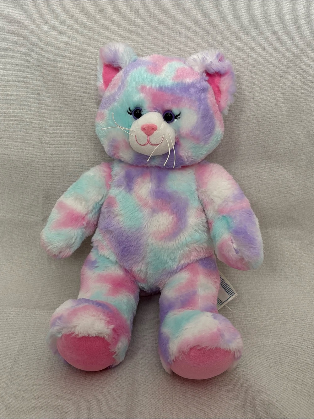 Build a Bear Pink Blue Purple White Tie-Dye Cat